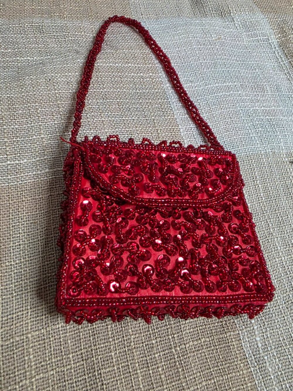 y2k Operacore Vampire McBling Gothic Kidcore Galm Indie Red Beaded Mini Bag